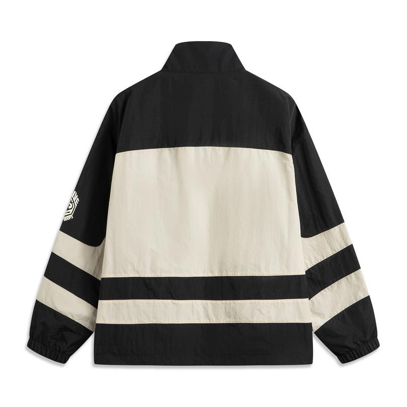 Li-Ning Anti-Five Series Comfortable Minimalist Stand Collar Pullover Loose Letter Color Block Jacket Men Jacket Black Sand Khaki AFDV733-1