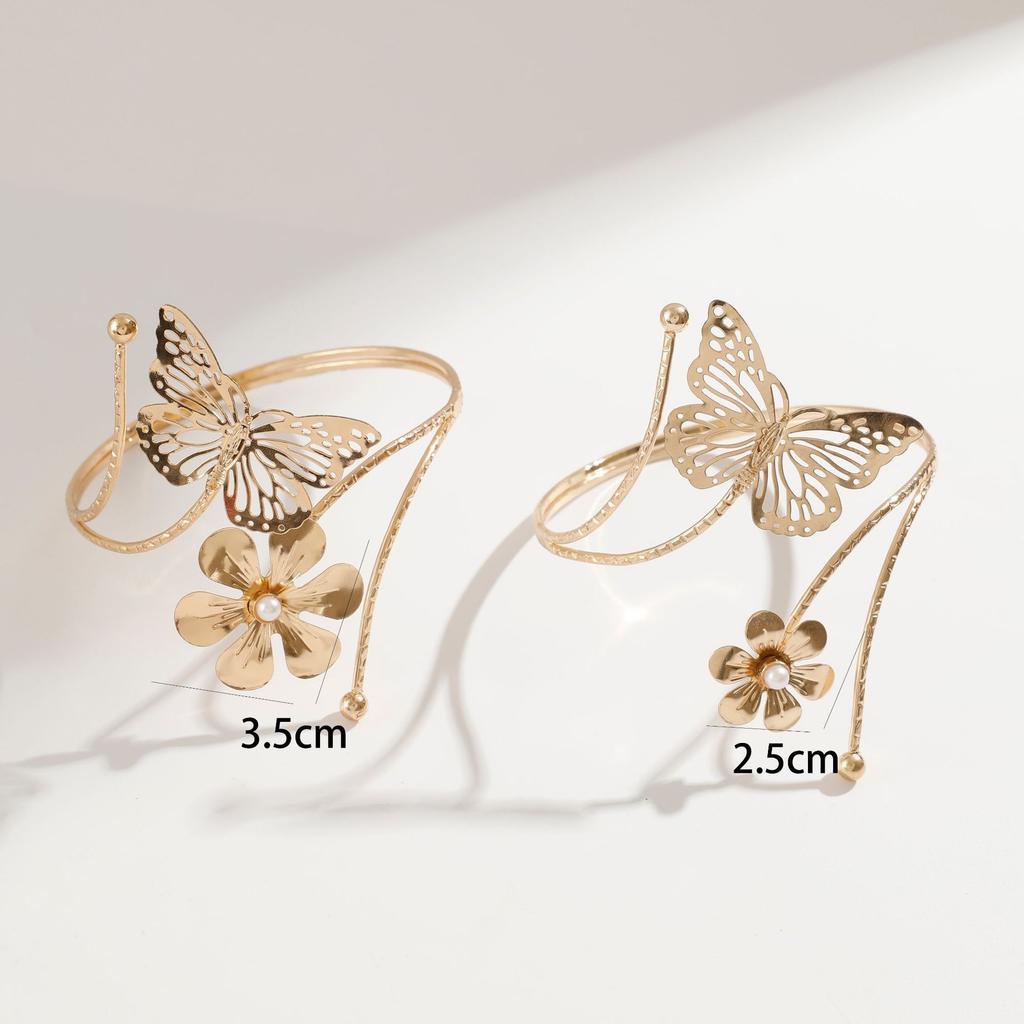 Accessories, Korean version exaggerated flower bracelet, simple metal hollow butterfly open arm bracelet for women