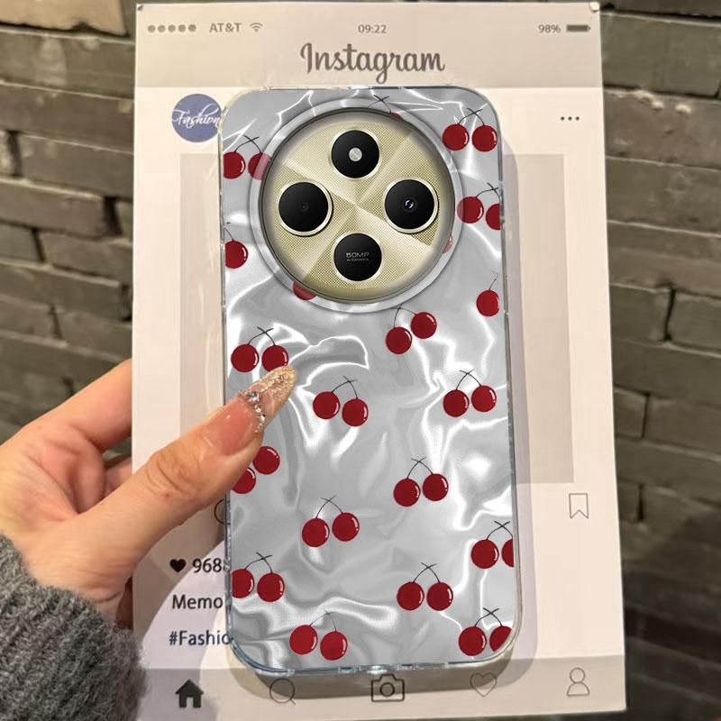 Cute Pink Cherry Bow Girls Women Case For Xiaomi Poco X3pro X5 M6 X6 X3 NFC M5s M6 X7 Pro C75 C61 Shockproof Bumper Fundas Cover