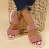 Damen-Sandalen aus elastischem Strickstoff mit Keilabsatz, zum Reinschlüpfen, leichte Wandersandalen, bequeme Sommerschuhe in Übergröße
