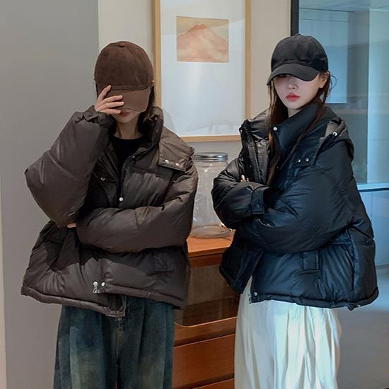 Autumn and Winter Down Cotton Jacket Short Hooded Women's Loose Cotton Jacket Casual Cotton Jacket Jacket