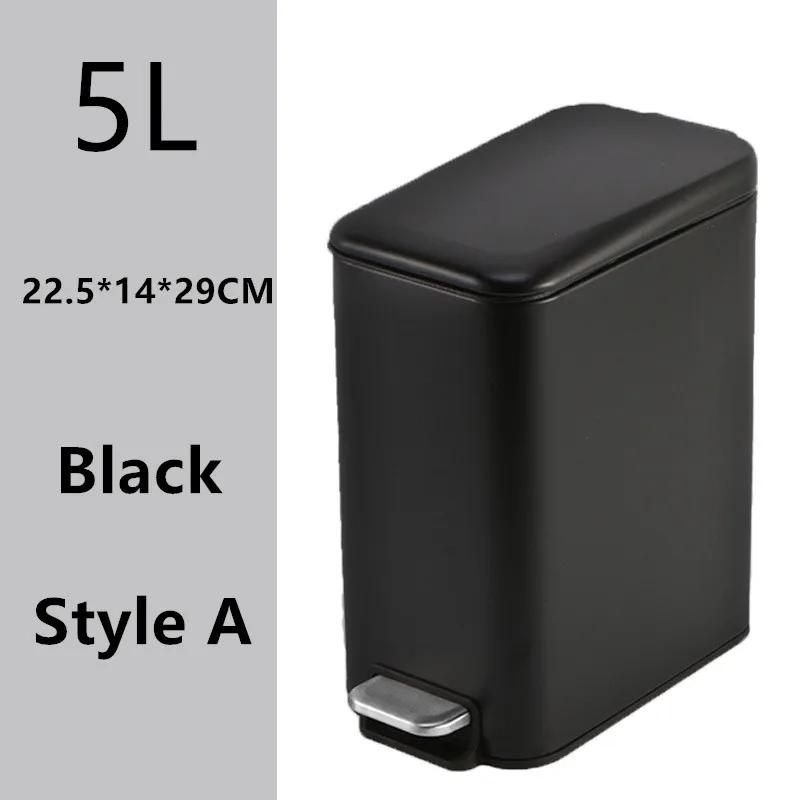 New 5L Stainless Steel Step Trash Can with Silent Gentle Lid for Kitchen Home Office Foot Pedal Trash Can Automatic Dustbin