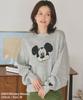 [Lafuku] Disney Mickey Mouse or Minnie Mouse Jacquard Knit Pullover, Long Sleeve, Black (Minnie Mouse), Size M