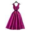 High-end Dress Female Summer Socialite Fashion V-neck Suspender Waist Satin Dress Female Slim Temperament Long Dress