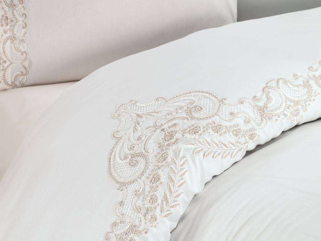 Tiara Duvet Cover Set 4pcs, Duvet Cover 200x220, Bedsheet 240x260 Cotton Fabric, Full Size, Double Size Cream