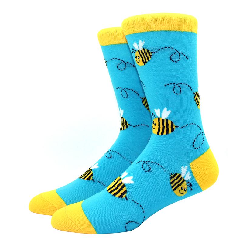 1 Pair of  Fun Men Socks Casual Cartoon Fruit Banana Flamingo Lemon Egg Sloth Pizza Happy Harajuku Skateboard Socks