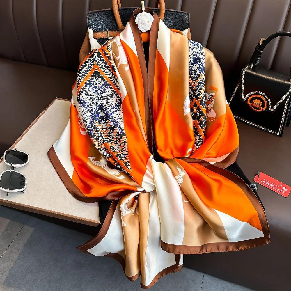 Spring Summer Scarf Women's Luxury Designer Scarf Silky Smooth Scarf Soft Muslim Headband Shawl Long Beach Towel 90x180cm