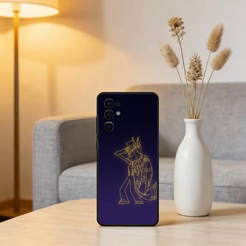 H-Hazbin H-Husk Phone Case For Samsung S25,S24,S21,S22,S23,S30,Ultra,S20,Plus,Fe,Soft Silicone Black Cover