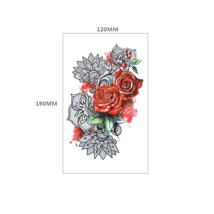 Adesivo de tatuagem de caveira, significado eterno, alerta de relógio, rosa vermelha, capa de peito de pistola, adesivo de transferência de água
