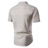 Baumwolle Leinen Herren Kragen Knopf Langarm Tops Sommer Grandad Shirt Bluse T-Shirt