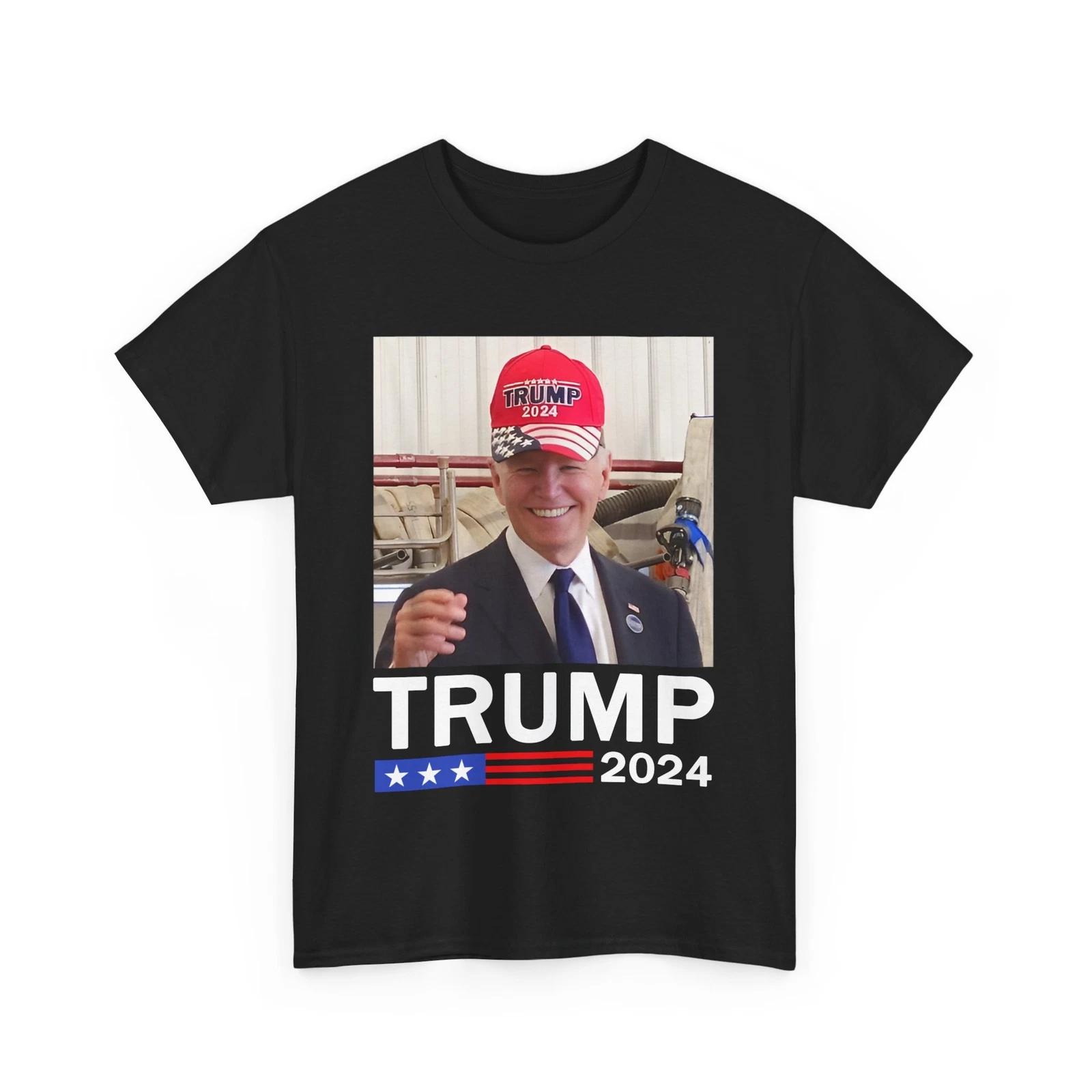 Funny Joe biden Wearing A Trump Hat T-Shirt, biden Wearing A Trump Hat Shirt 3XL