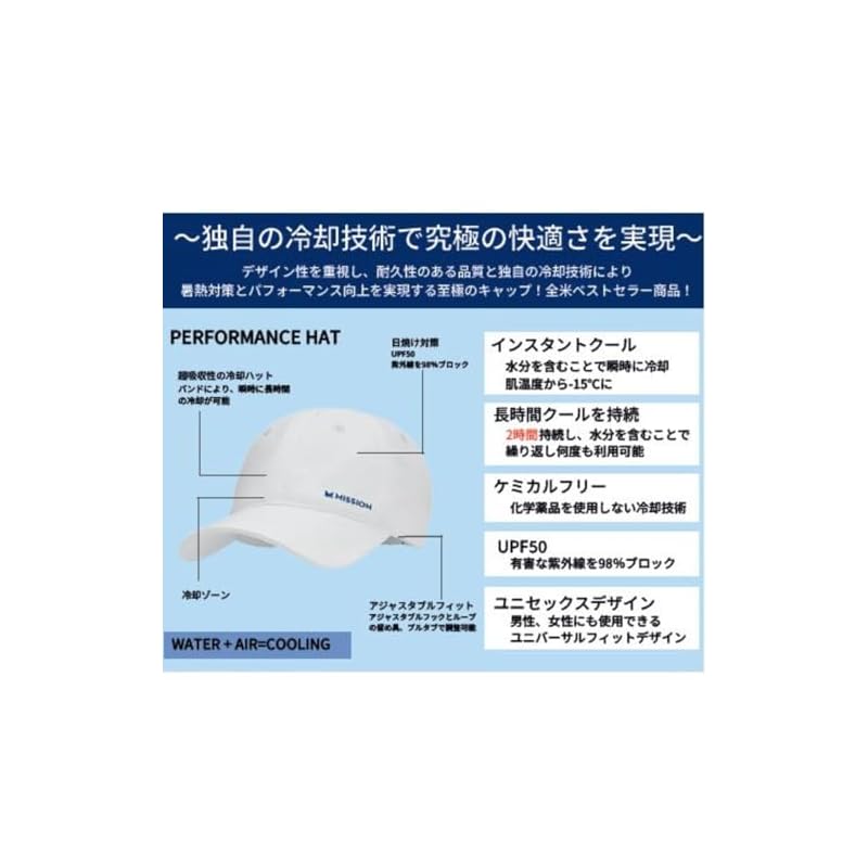 [MISSION] Cooling Cap Cooling Hat - Skin Temperature -15°C (2 Hours Cooling) Heatstroke Prevention Performance Hat Sports Farming Outdoor Sun Hat