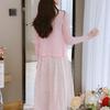 French Floral Spring Knit Cardigan & Suspender Dress Set for Women