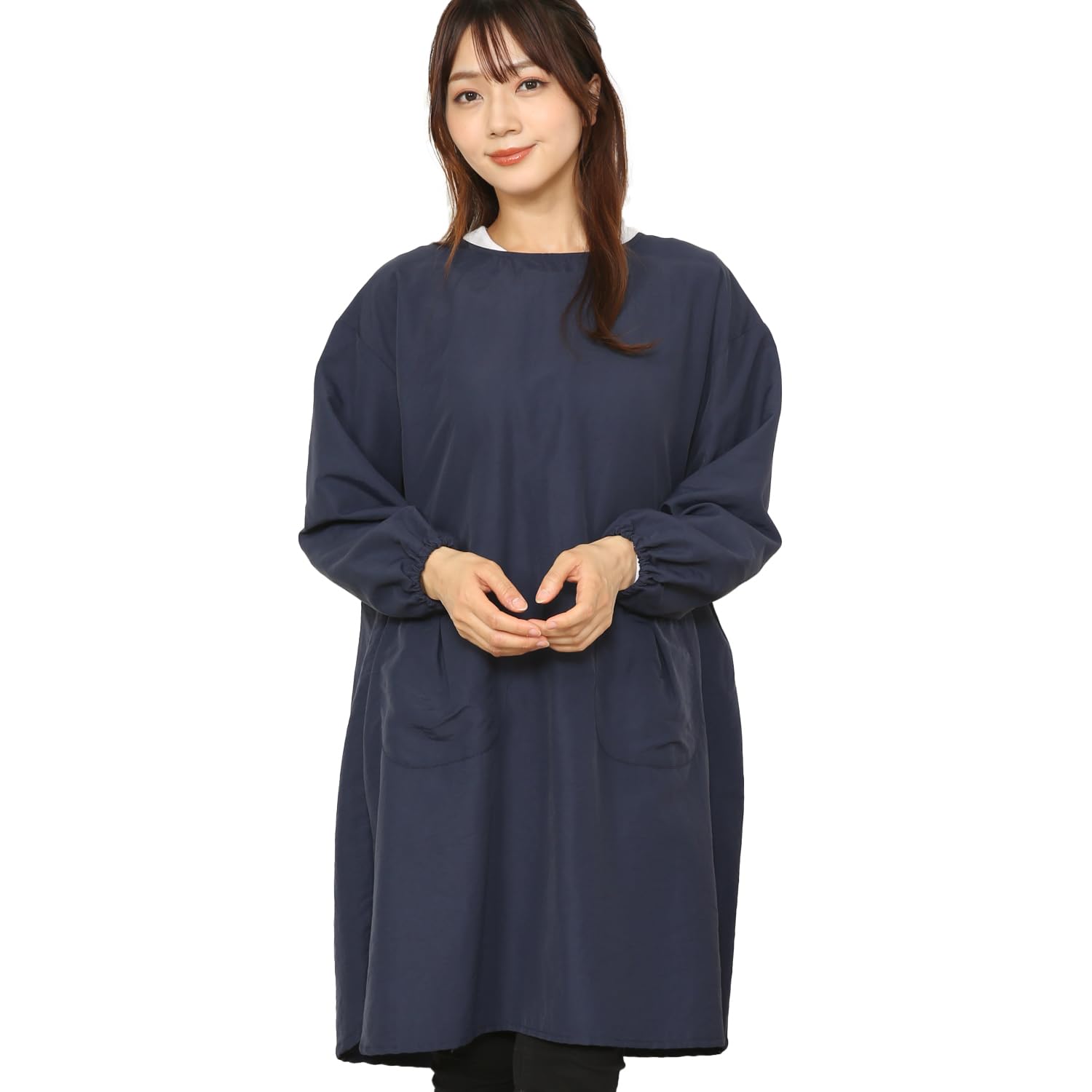 

[ON NISHIKI] Women s Apron, Water-Repellent Nylon Material, Stylish and Cute, with Pockets (Navy: 09/ML/whk007)
