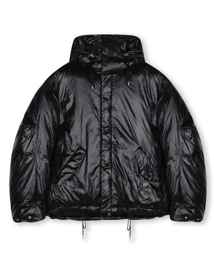 Beslow Oversized M65 Hood Short Down Parka Glossy Black