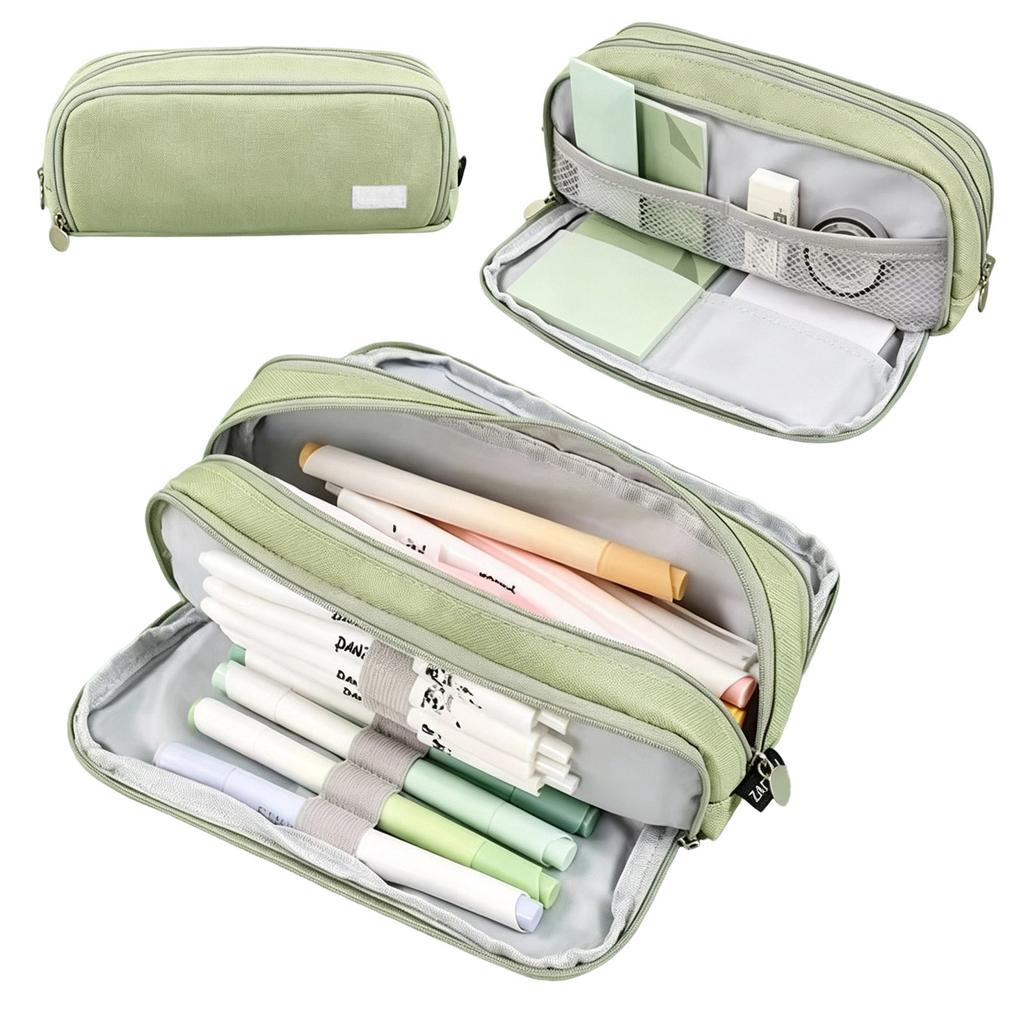 Trousse à Crayons en Tissu Multi-Couches pour Étudiants – Sac à Stylos Grande Capacité avec Plusieurs Compartiments pour l'École