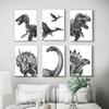 Dinosaur Poster T-Rex Print For Kids Decor Vintage Dinosaur Canvas Wall Art For Modern Family Decor (8×12 inch,Set of 6, Unframed)
