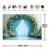 2D Light Blue Wedding Backdrop Floral Arch Ceremony Photography Background
