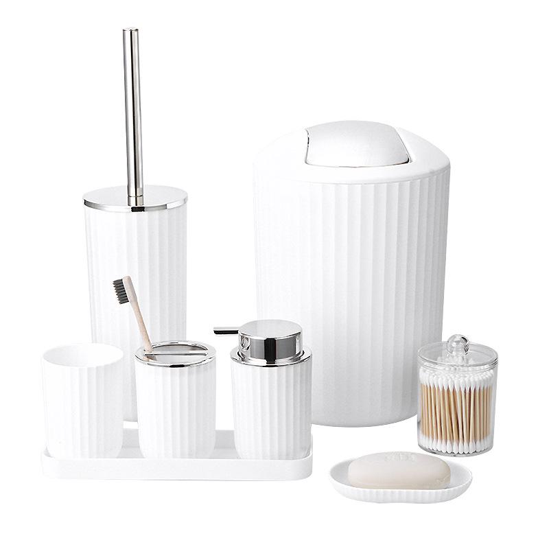 Luxury Bathroom Set: Countertop Basin, Large Shower Head, Lotion Bottle, and Tray - Eight-Piece Hotel Collection
