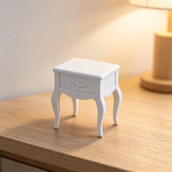 Dollhouse Bedside Table, 1:12 Miniature Furniture Decorative Ornaments, Realistic Details Durable Craftsmanship Dollhouse Furniture