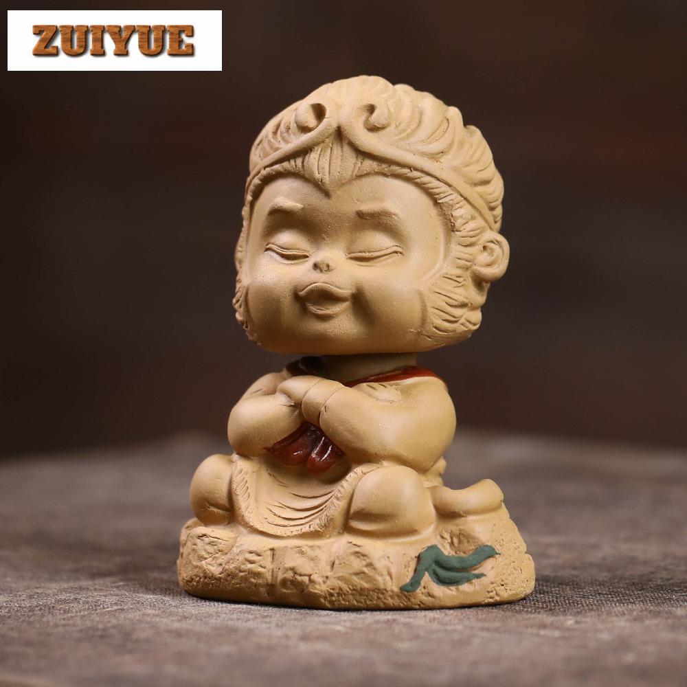 Yixing Zisha King Sun Wukong Monkey Incense Holder Tea Pet Handmade Tea Sculpture Tea Figurine Play Toys Tea Statue Ornaments