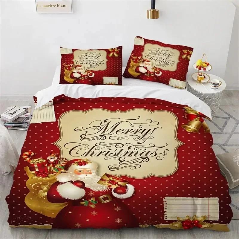 3D Print Cartoon Christmas Santa Claus 3D Duvet Cover Bedding Set Comforter Linen Pillowcases Home Decor Single Twin King Queen