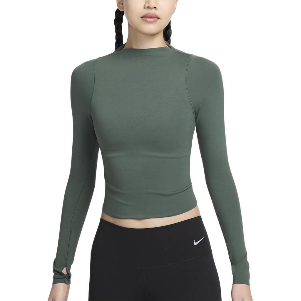 Nike Solid Color Yoga Training Pullover Quick-Dry Long Sleeve Fitness Top Women Tops Green FN3023-338