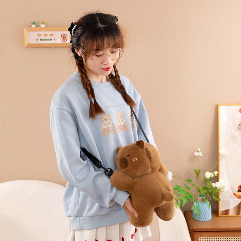 

Большая вместимость Capybara Crossbody Bag Stuffed Capybara Plush Backpackc Female Lady Girl Capybara