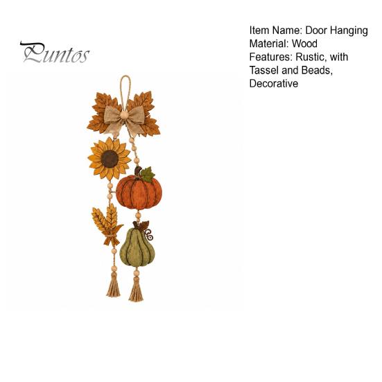 Seasonal Harvest Party Supplies Wooden Autumn Door Sign, Hanging Pendant with Tassel and Beads, Rustic Farmhouse Country Style Fall Ornaments