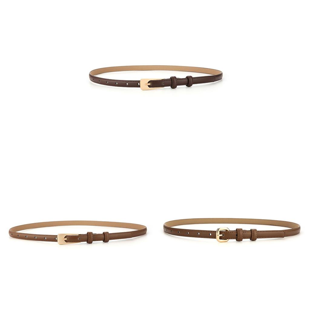 Womens Genuine Leather Slim Waist Belt For Dresses And Shirts With Metal Buckle For Casual Or Office Wear