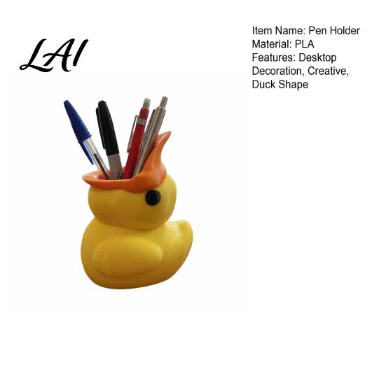 Back to School Gift Cute Yellow Duck Pencil Holder Creative PLA Stationery Organizer Stable Desktop Organizer Pen Cup Holder for Home Office