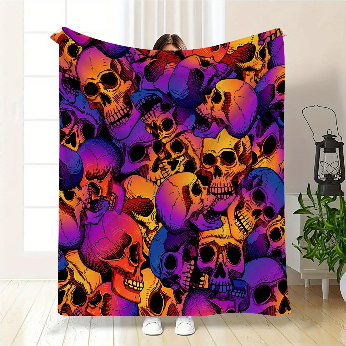 

Vibrant Skulls Blanket - Soft Cozy Throw with Colorful Design, Perfect for Halloween Decor, Unique Gift for Gothic Art Lovers 75x90cm