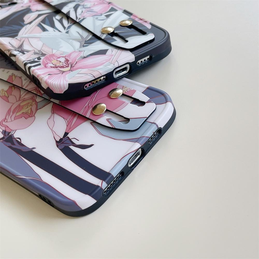 Orchid Flower iPhone Case with Wristband - Compatible with XS Max, 15 Pro, 14/13, XR, 12, 11