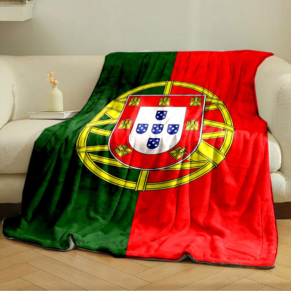 A Red and Green Background with a Yellow Armillary Sphere and a Shield. for All Seasons Blanket Lunch Break Throw Gift