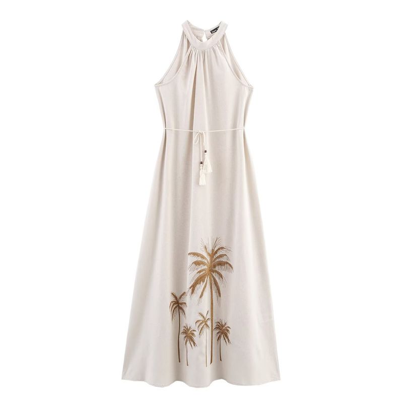 Jnleaog Autumn New Women's Clothing Fashion Style Stylish Fashion Embroider Halterneck Waist-Tight Dress