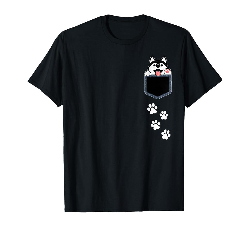 Pocket Graphic Siberian Husky Dog - Cute, Funny, Dog Lover T-Shirt