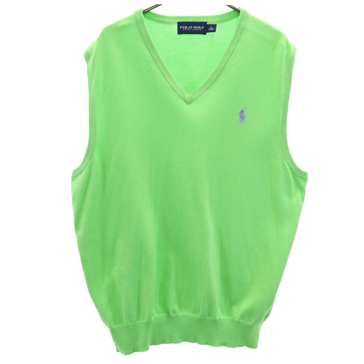 

POLO GOLF RALPH LAUREN V neck Knit vest M Yellowish green Men s Used