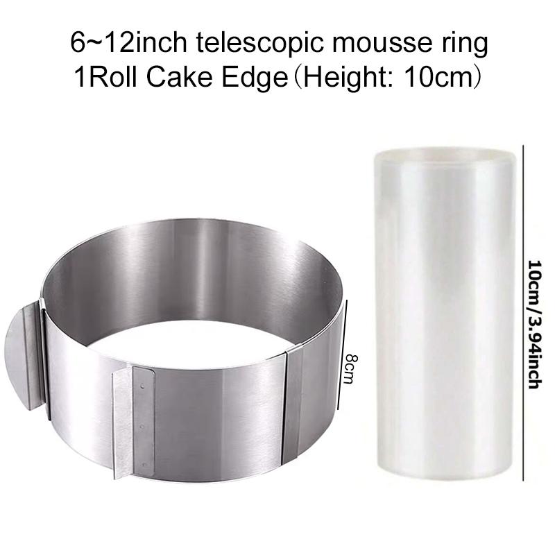 Cake Baking Tool 6~12inch Cake Mold Ring Adjustable Stainless Steel Transparent Mousse Collars Household Kitchen Supplies TMZ