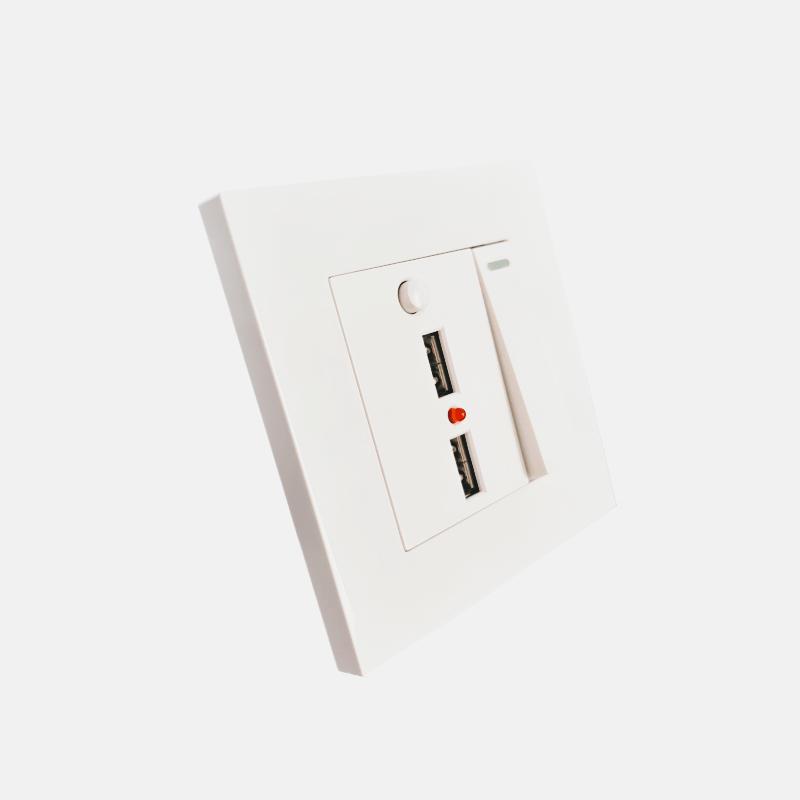 1 grup 2 cai cu priza de incarcare USB cu 2 porturi, cu lumina LED, AC110-250V, comutator cu priza international universala USB