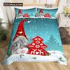 Christmas Gnomes Duvet Cover Set Santa Claus Xmas Comforter Cover Merry Christmas Bedding Sets Winter Snow Holiday Quilt Cover