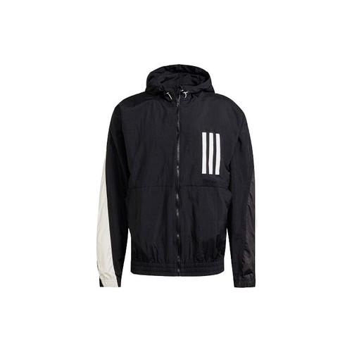 

Мужская ветрозащитная куртка adidas Colorblock с капюшоном и логотипом Черная L чёрный