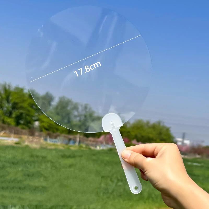 5Pcs Plastics Transparent Blank Fan Children Diy Stage Performance Hand Fan Decor For Diy Craft Make Hand Graffiti Fan