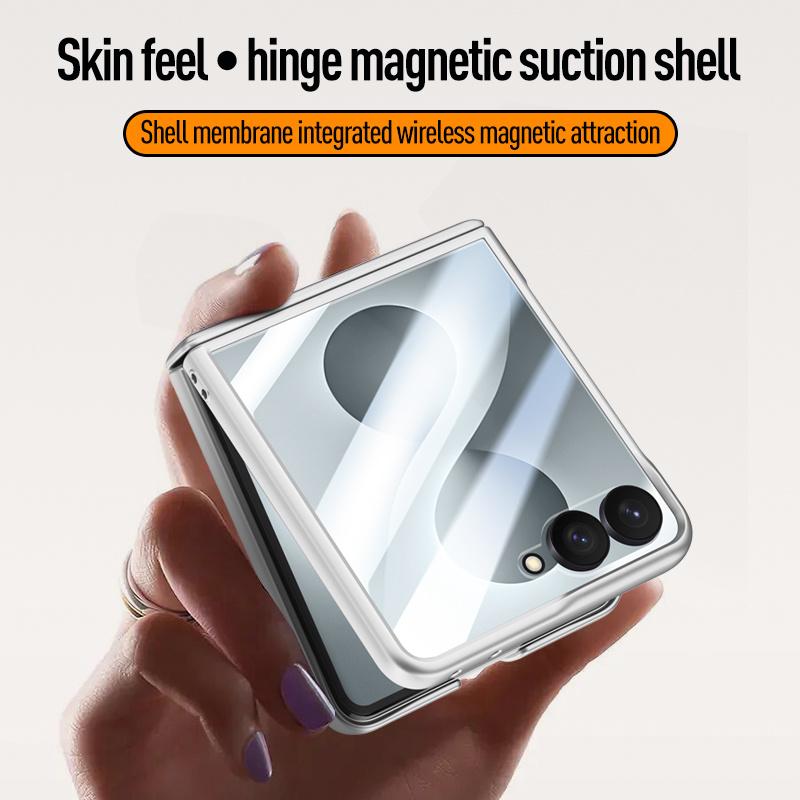 For Magsafe Wireless Charging Matte Frosted Phone Case For Samsung Galaxy Z Flip 8 5G Hinge Screen Protect Film Shockproof Cover