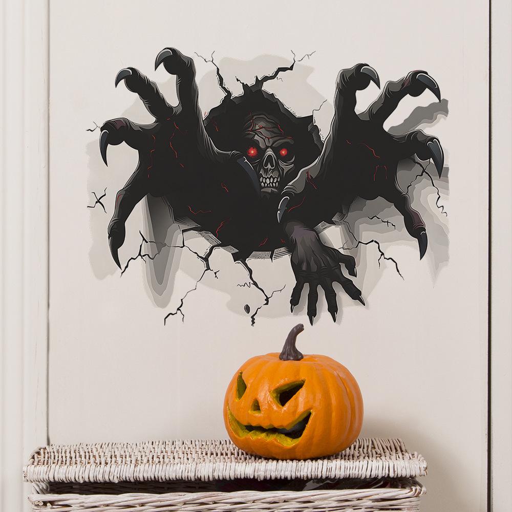 Halloween Horror Broken Wall Skull Holiday Decoration Bedroom Living Room Beautify Wall Stickers