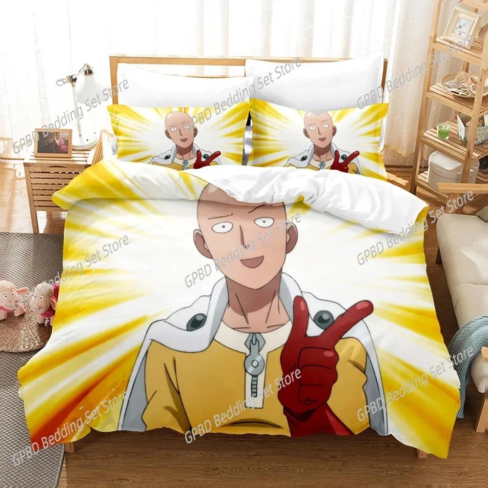 Anime One-Punch Man Saitama Comfortable Duvet Quilt Cover Pillowcase Bedding Set Children Bedroom Decoration Home Textile