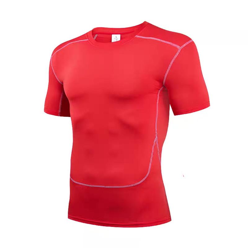 Pánské vysoce pružné, rychleschnoucí, prodyšné těsné sportovní tričko s krátkým rukávem jako základní vrstva pro běh, trénink a basketbal.
