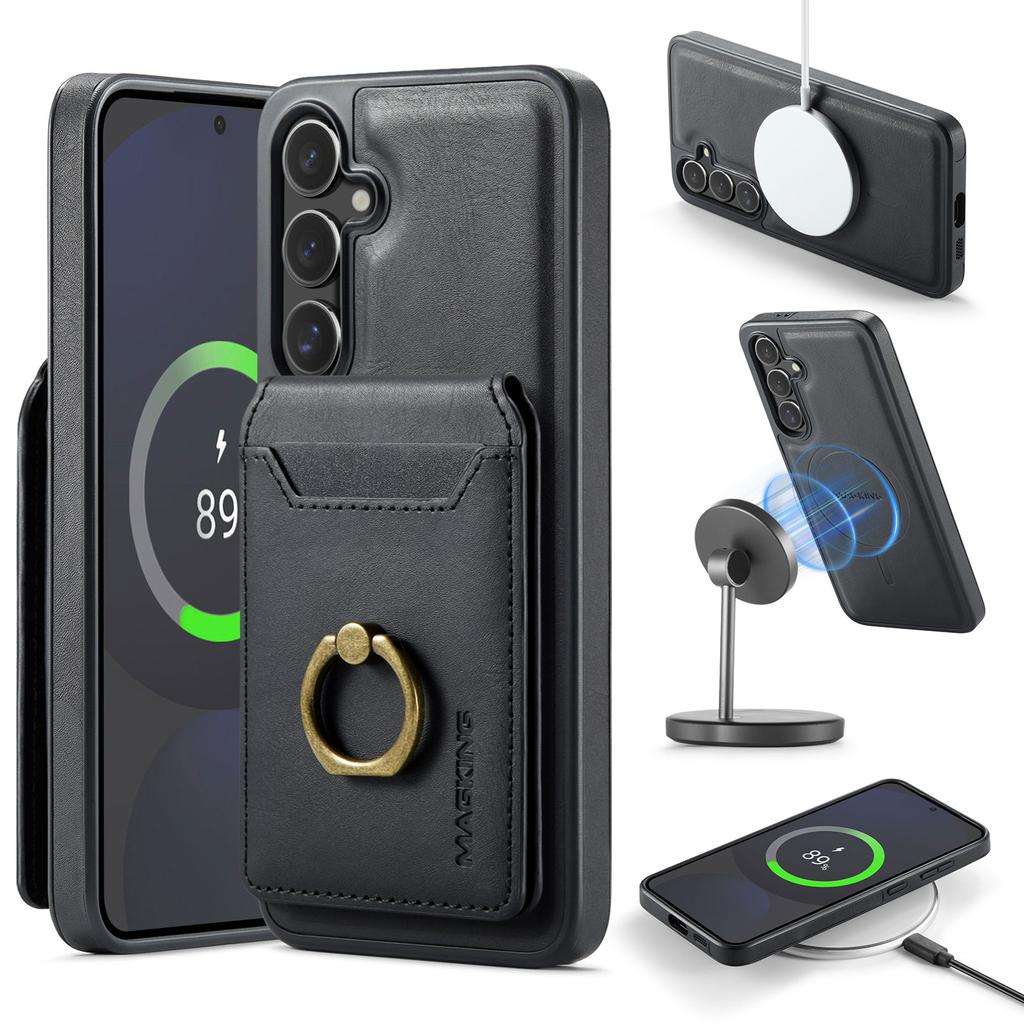 2 in 1 Detachable Cards Solt Leather Phone Case For Samsung S26 Ultra S25 S24 Plus For Magsafe Wireless Charging Wallet Cover