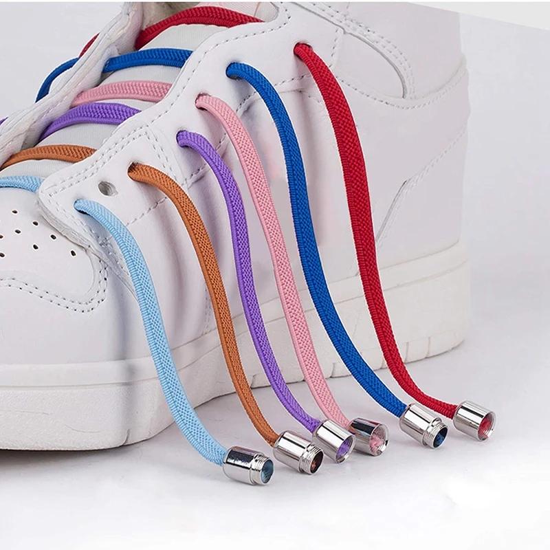 New Flat Elastic Shoelaces Round Capsule Metal Lock Man and Woman Universal No Tie Shoelaces Suitable for All Shoes Lazy Laces