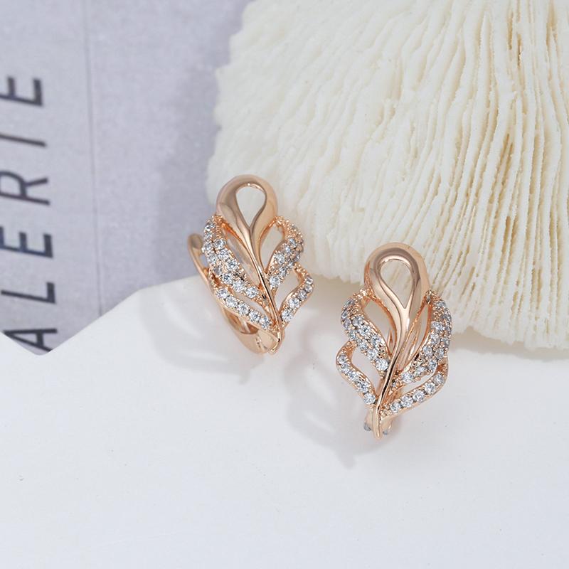 Luxus voller Zirkon hohle Textur geometrische Damen Ohrringe Rose Gold Farbe Vintage-Schmuck