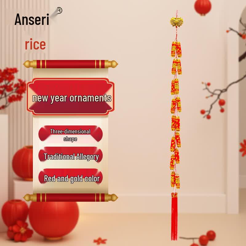 Aisairui New Year Firecracker String Decoration Printed 16-Head Firecracker String